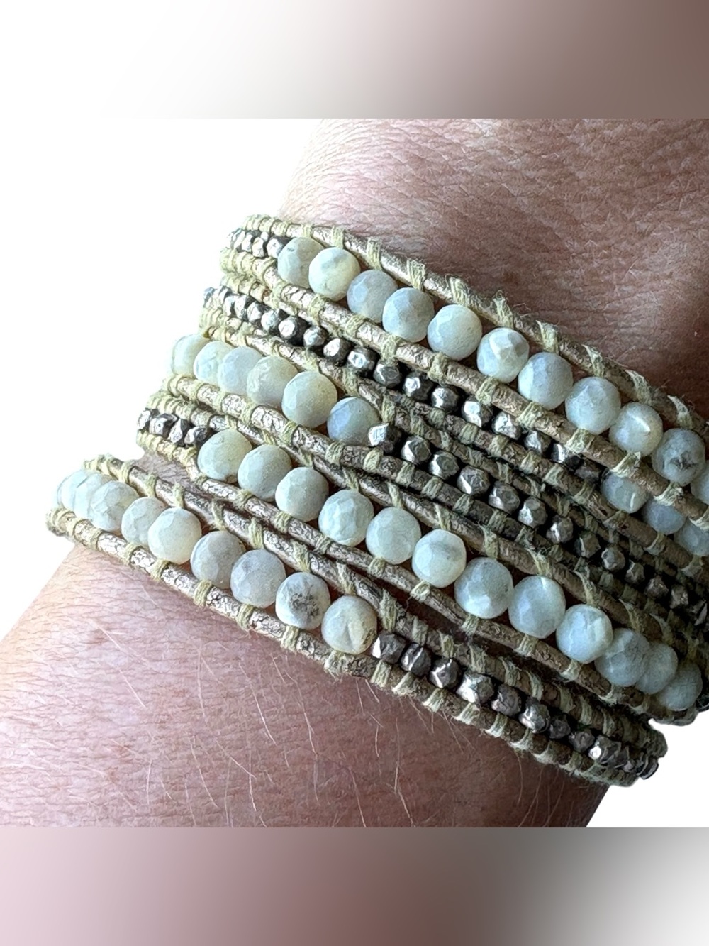 Chan Luu Mother of Pearl 925 Sterling Silver 32'' Leather Bracelet